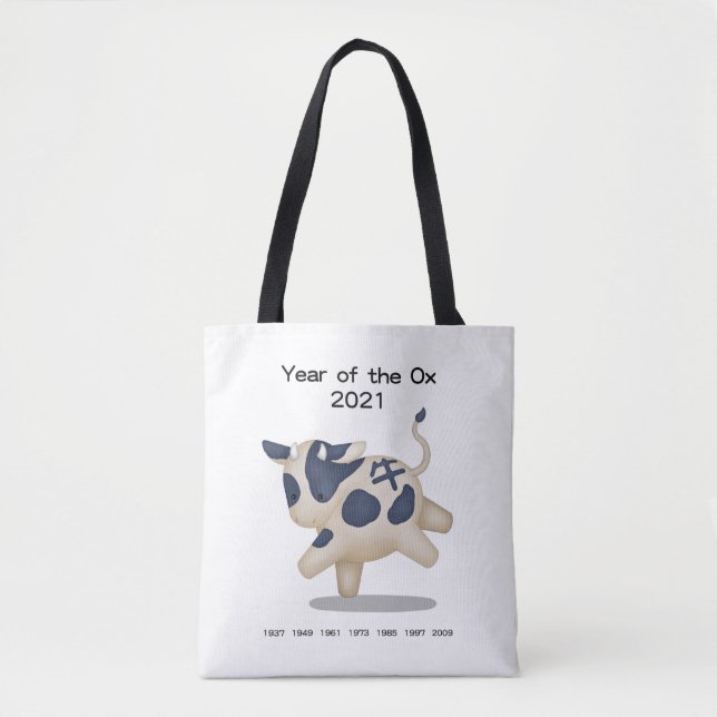 Jahr des Ox-Niedlichen Zodiac-Tieres 2021 Tasche (Vorderseite)