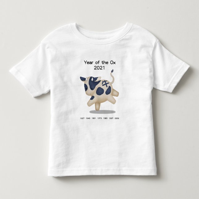 Jahr des Ox-Niedlichen Zodiaktien 2021 Keepake Kleinkind T-shirt (Vorderseite)