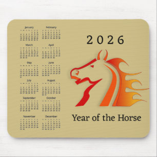Jahr-des-Pferd-Design-Mauspad-Kalender Mousepad