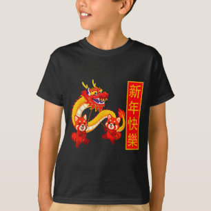 Jahr des Pferd-Panda-Drachen-Tanz Chinesisches Neu T-Shirt