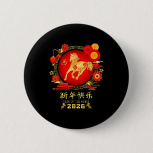 Jahr des Pferde-Zodiak 2026 – Frohes chinesisches Button
