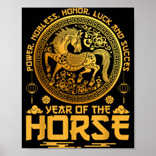 Jahr des Pferde-Zodiakus Glückliches chinesisches Poster