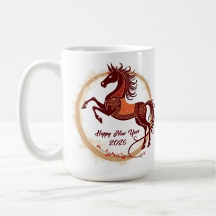 Jahr des Pferdes 2026 Braune Farbe Kaffeetasse