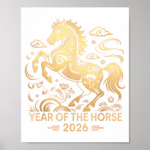Jahr des Pferdes 2026 Chinesische Astrologie Kultu Poster