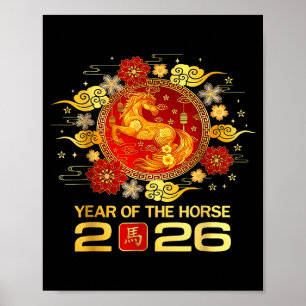 Jahr des Pferdes 2026 Chinesisches Neujahr 2026 Fa Poster