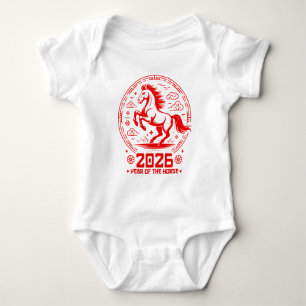 Jahr des Pferdes 2026 - Chinesisches Neujahr Baby Strampler