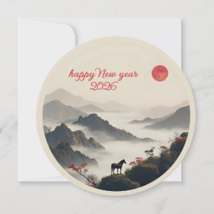 Jahr des Pferdes 2026 Chinesisches Neujahr Berg Karte