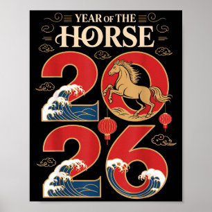 Jahr des Pferdes 2026 Chinesisches Neujahr für Män Poster