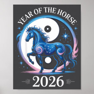 Jahr des Pferdes 2026 Chinesisches Neujahr für Män Poster