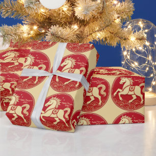 Jahr des Pferdes 2026 Chinesisches Neujahr Geschenkpapier