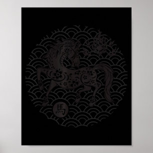 Jahr des Pferdes 2026 Chinesisches Zodiak Lunares Poster