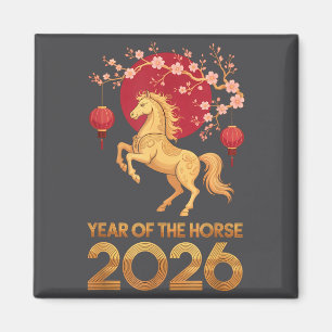 Jahr des Pferdes 2026 Chinesisches Zodiak Mondneuj Magnet