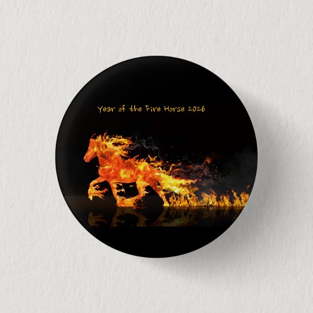 Jahr des Pferdes 2026 (Feuerpferd} Button (Vorderseite)