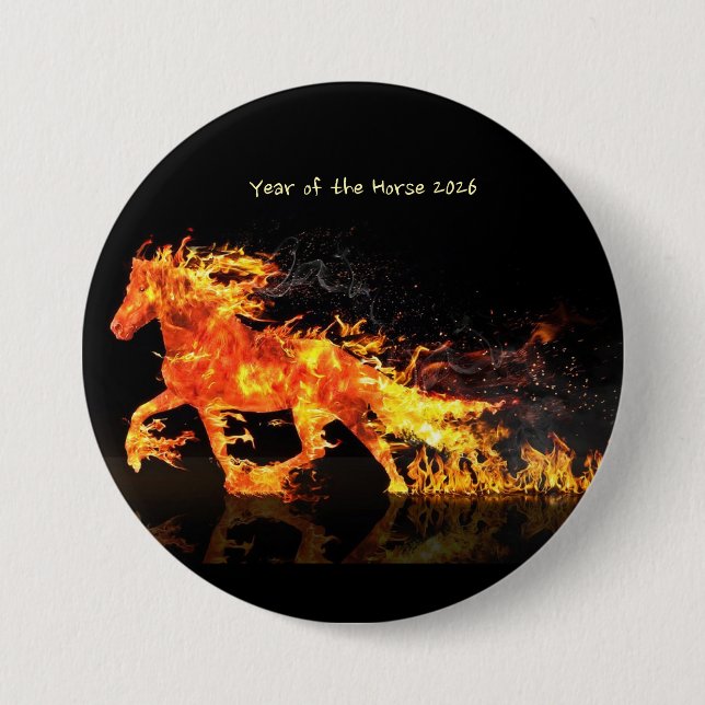 Jahr des Pferdes 2026 (Feuerpferd) Button (Vorderseite)