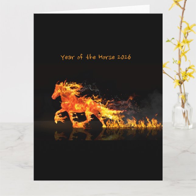 Jahr des Pferdes 2026 (Feuerpferd) Karte (Gelbe Blume)