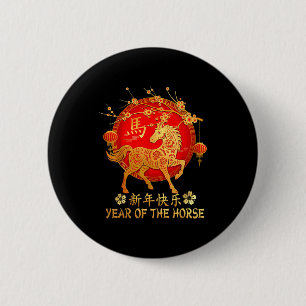 Jahr des Pferdes 2026 Frohes chinesisches Neujahr Button