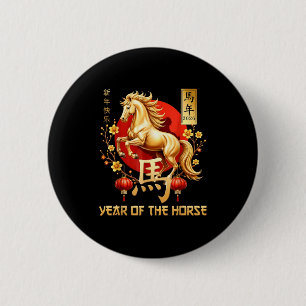 Jahr des Pferdes 2026 frohes chinesisches Neujahr Button