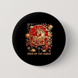 Jahr des Pferdes 2026 Frohes chinesisches Neujahr Button