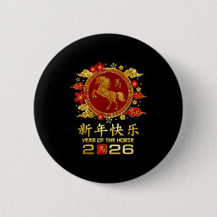 Jahr des Pferdes 2026 Frohes chinesisches Neujahr Button