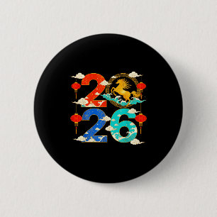 Jahr des Pferdes 2026 Frohes Chinesisches Neujahr Button