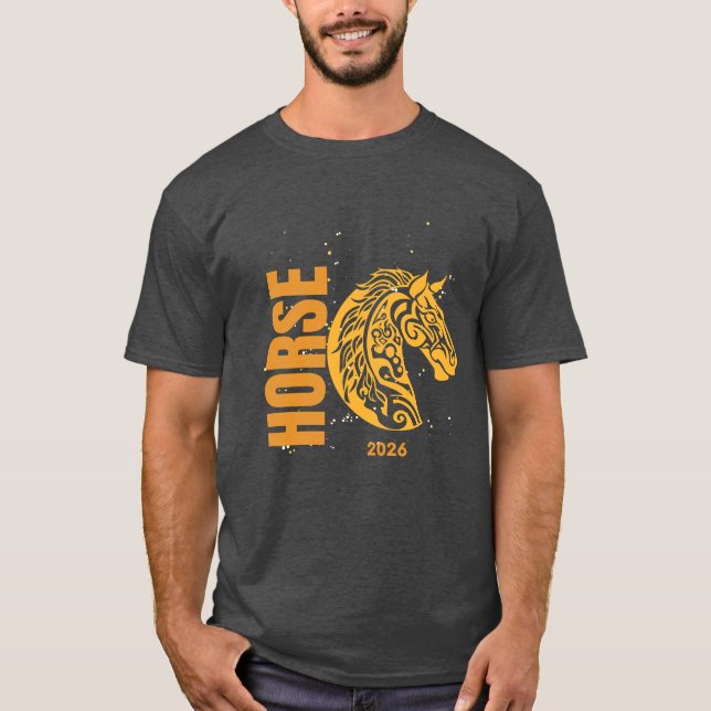Jahr des Pferdes 2026 Gelb T-Shirt (Vorderseite)