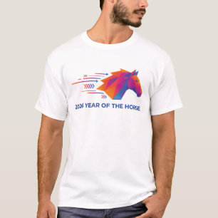 Jahr des Pferdes 2026 Moderne geometrische Farben T-Shirt