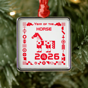 Jahr des Pferdes 2026 Ornament Aus Metall