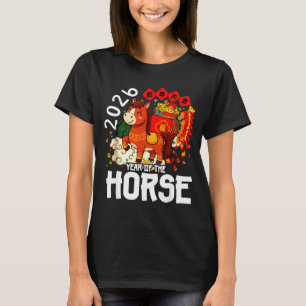 Jahr des Pferdes 2026 Süßes Chinesisches Mondneuja T-Shirt