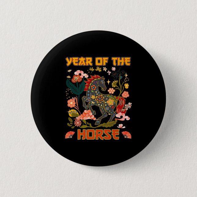 Jahr des Pferdes Chinesisch Neujahr 2026 Premium Button (Vorderseite)