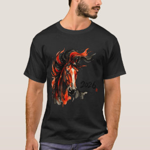 Jahr des Pferdes Chinesisches Neujahr 2026 Kunstwe T-Shirt