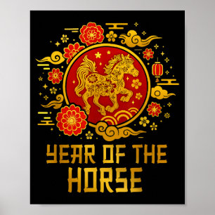 Jahr des Pferdes Chinesisches Neujahr 2026 Zodiac Poster