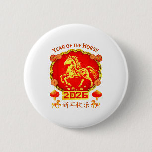 Jahr des Pferdes Chinesisches Neujahr Feuerpferd Button
