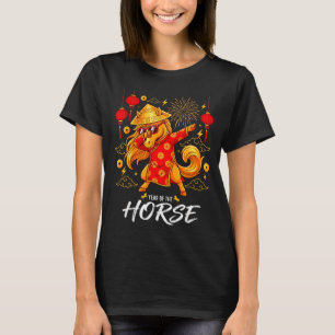 Jahr des Pferdes Dabbing Chinesisches Neujahr Ster T-Shirt