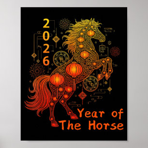 Jahr des Pferdes Frohes chinesisches Neujahrsfest Poster
