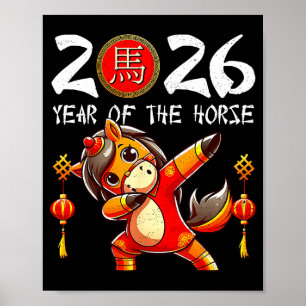 Jahr des Pferdes Lunar Neujahr Funny Dabbing Hor Poster