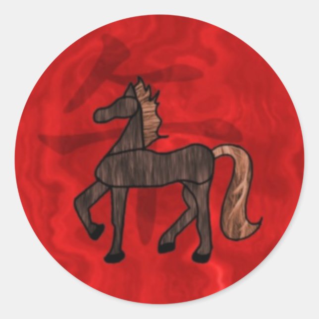 Jahr des Pferdes Runder Aufkleber (Vorderseite)