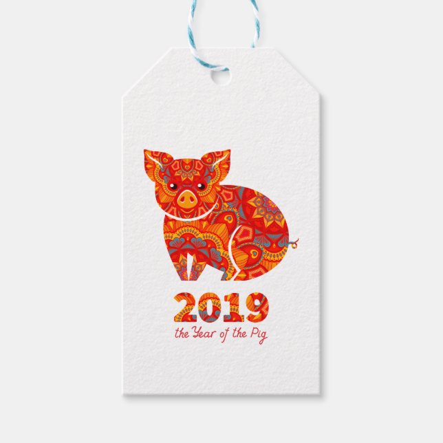 Jahr des PIG 2019 Geschenkanhänger (Vorderseite)
