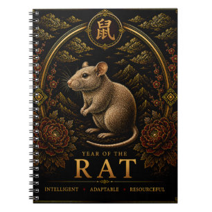Jahr-des-Ratte-Luxus-Chinesisches-Zodiak-Notizbuch Notizblock