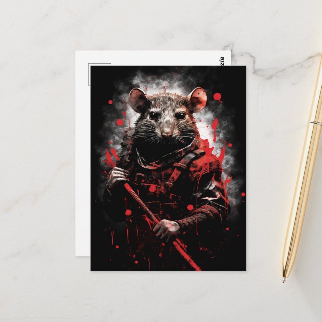Jahr des Ratten Samurai Postkarte (Vorderseite/Rückseite Beispiel)