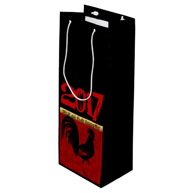 Jahr des Rosters 2017 W Geschenktasche 1 Geschenktüte Für Weinflaschen (Vorderseite Schrägansicht)