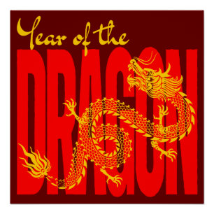 Jahr des roten Goldenen Drachen Poster