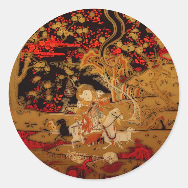 Jahr des Runder-Sticker für Schafe oder Ziegen Runder Aufkleber (Vorderseite)