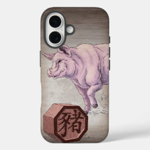 Jahr des Schweins (Boar) Chinesisches Zodiac Art i iPhone 16 Hülle