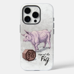 Jahr des Schweins (Schwein) Chinesische Kunst der iPhone 16 Pro Hülle