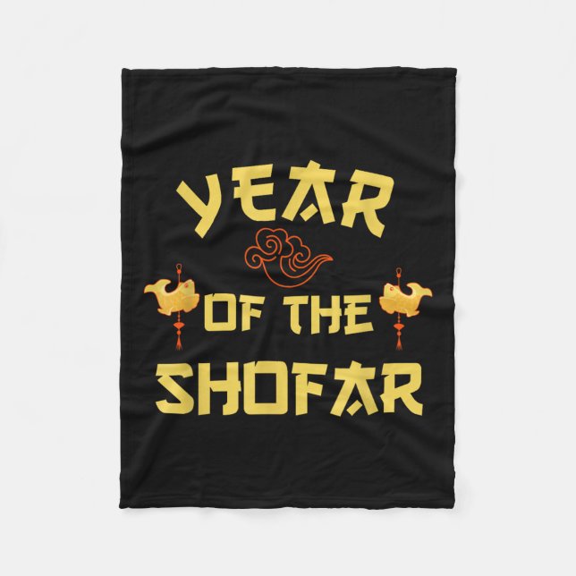 Jahr des Shofar Funny Chinese Jüdischen Neujahrs H Fleecedecke (Vorderseite)