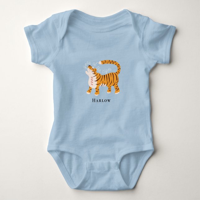 Jahr des Tiger Blue Baby Bodysuit Baby Strampler (Vorderseite)