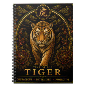 Jahr des Tigers Luxus-Chinesisches-Zodiak-Notizbuc Notizblock