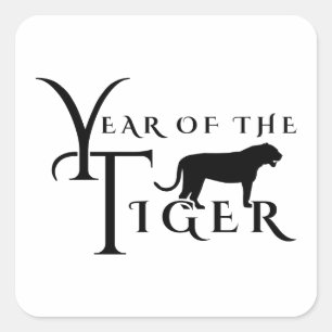 Jahr des Tigers Quadratischer Aufkleber
