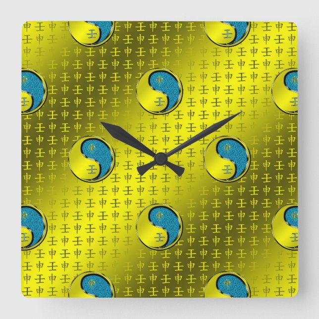 Jahr des Wasseraffens Quadratische Wanduhr (Vorderseite)