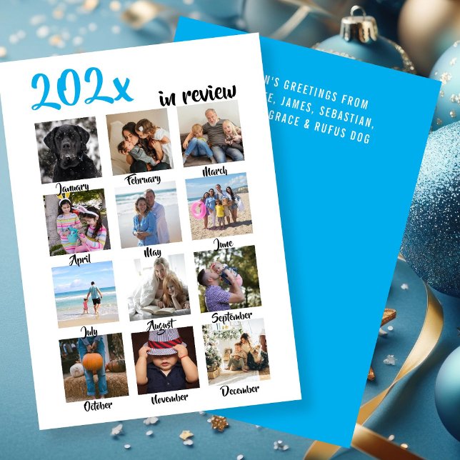 Jahr im Foto Weihnachten Personalisiert (Year in Review Photo Christmas Personalized Holiday Card by Ricaso. Colorful, fun 12 photo cards)